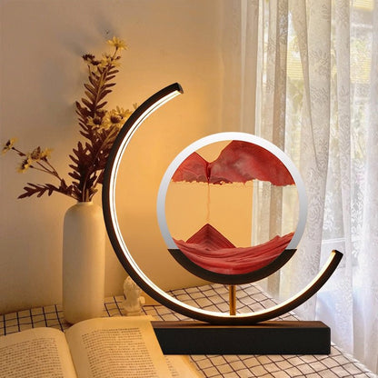 Sandlight Rotating Quicksand Art LED Table Lamp – 3D Moving Sand Picture Night Light, Relaxing Desk Decor