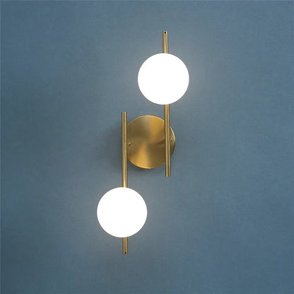 Astra Gold Frosted Glass Globe Wall Light – Modern Single or Double Globe Wall Sconce for Bedroom, Hallway & Bathroom