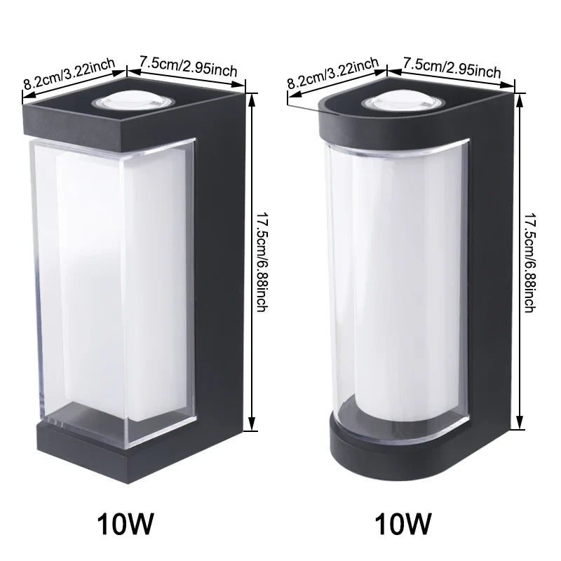 Modern Up & Down LED Wall Light – IP65 Waterproof Aluminum Indoor Outdoor Sconce, Square or Round, Warm or Cool White