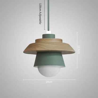Nordic Wooden Macaron Pendant Light – Layered Wood & Color Hanging Lamp for Kitchen, Dining & Kids Room, Warm or Cool White