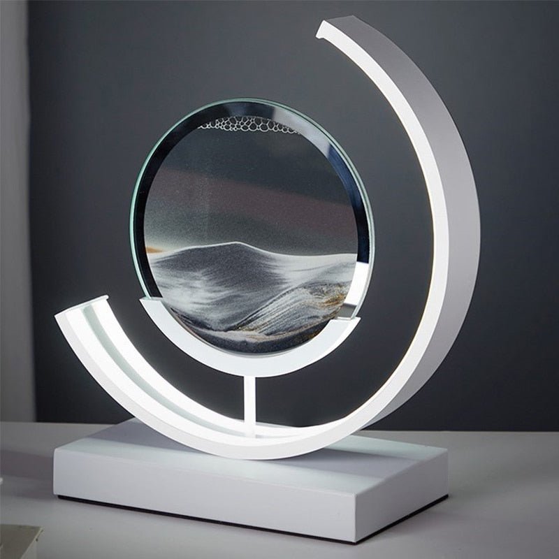 Sandlight Rotating Quicksand Art LED Table Lamp – 3D Moving Sand Picture Night Light, Relaxing Desk Decor