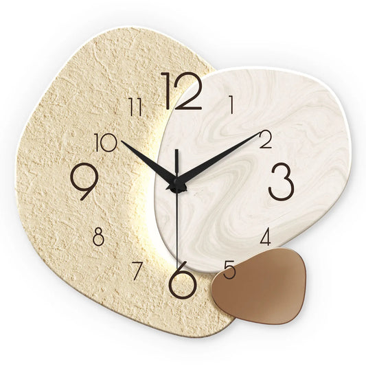 TempoStone Modern Wall Clock – Silent Non-Ticking Minimalist Stone-Look Clock for Living Room & Bedroom