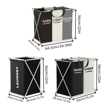 TriSort Multi-Compartment Laundry Hamper – Foldable 2 or 3 Section Clothes Sorter with Oxford Fabric & Aluminum Frame