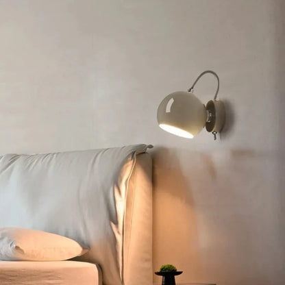 Nordic Adjustable Dome Wall Lamp – Rotatable Space-Saving Bedside Sconce in Grey, White or Black for Reading & Hallway