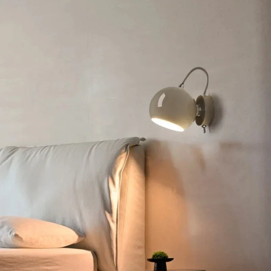 Nordic Adjustable Dome Wall Lamp – Rotatable Space-Saving Bedside Sconce in Grey, White or Black for Reading & Hallway
