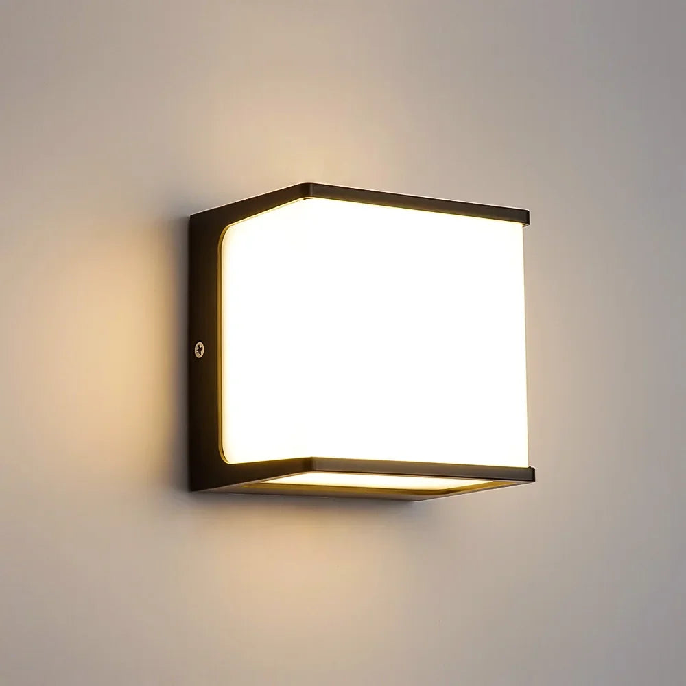 AeroCube Modern Outdoor Wall Light – IP65 Waterproof 8W LED Cube Sconce with Warm White Glow for Porch, Pathway & Patio