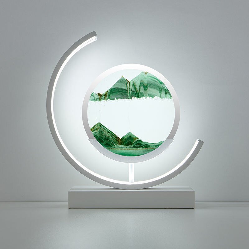 Sandlight Rotating Quicksand Art LED Table Lamp – 3D Moving Sand Picture Night Light, Relaxing Desk Decor