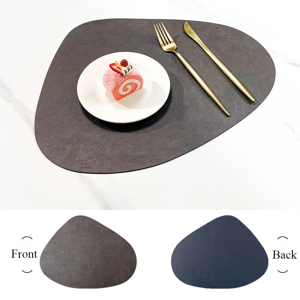 NordicDrop Double-Sided Faux Leather Placemats – Water-Drop Shaped Non-Slip Heat-Resistant Table Mats, Set of 4 or 6
