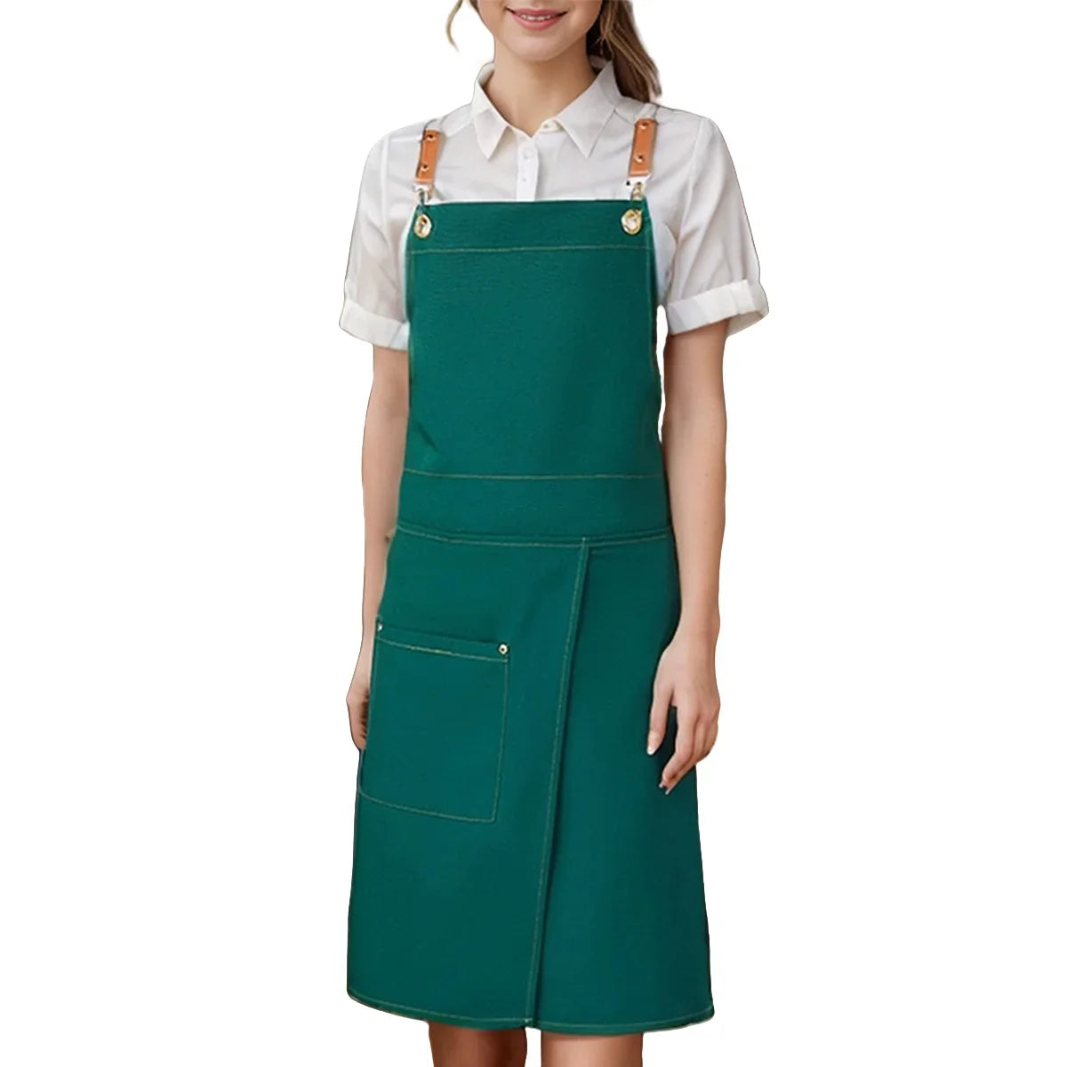 WorkEase Waterproof Canvas Apron – Split-Skirt Chef & Barista Apron with Pockets, Unisex Heavy-Duty Workwear in 6 Colors