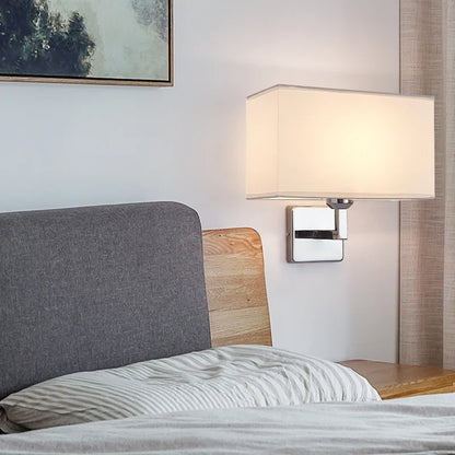Bedside Wall Lamp with Flexible LED Reading Light – E27 Fabric Shade Wall Sconce with Separate Switches for Bedroom
