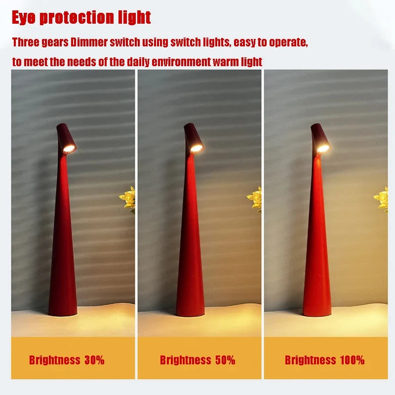 Glowora Rechargeable LED Table Lamp – Cordless Touch Dimmable Bedside Lamp, Portable Desk Light