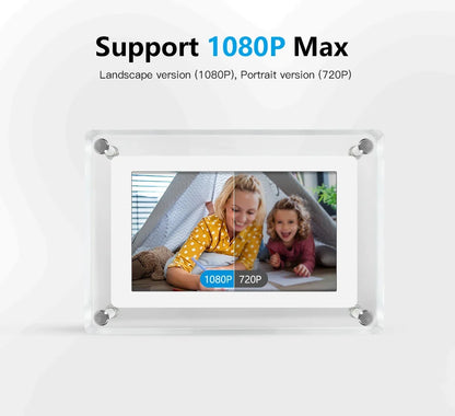 ClearFrame Acrylic Digital Photo Frame – 5 Inch IPS Display with Rechargeable Battery, Portable Video & Photo Player Gift