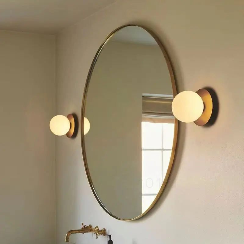 Nordic Opal Globe Glass Wall Lamp – Minimalist Bathroom Vanity & Bedroom Wall Sconce in Black, Gold, Chrome or Silver