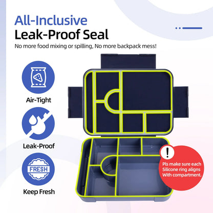 BentoMax 1330ml Large Leakproof Bento Lunch Box – 7-Section Microwave-Safe Food Container for School, Work & Travel, 7 Colors