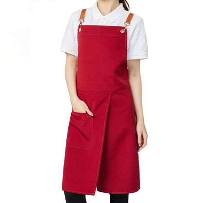 WorkEase Waterproof Canvas Apron – Split-Skirt Chef & Barista Apron with Pockets, Unisex Heavy-Duty Workwear in 6 Colors