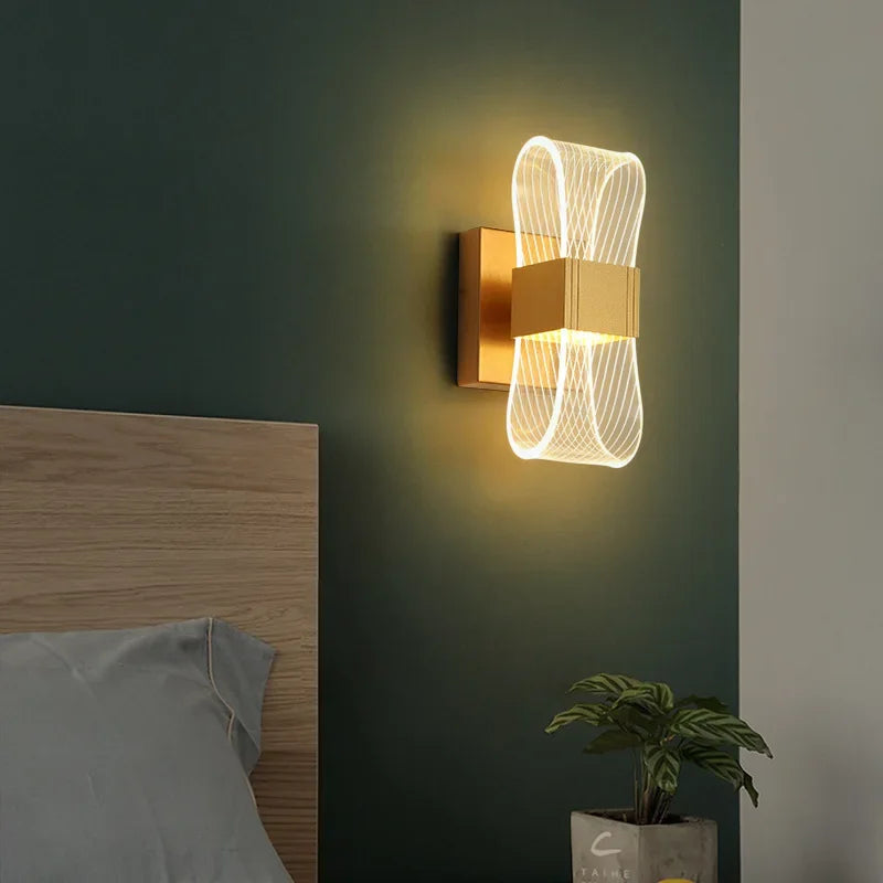 Nordic Luxury Looped LED Wall Lamp – Modern Gold Aluminum Decorative Wall Sconce with Warm 3000K Light for Bedroom & Hallway