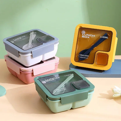 BentoGo Leak-Proof Bento Lunch Box with Cutlery – Microwave & Dishwasher Safe Food Container, 850 or 1100 ml, 4 Colors