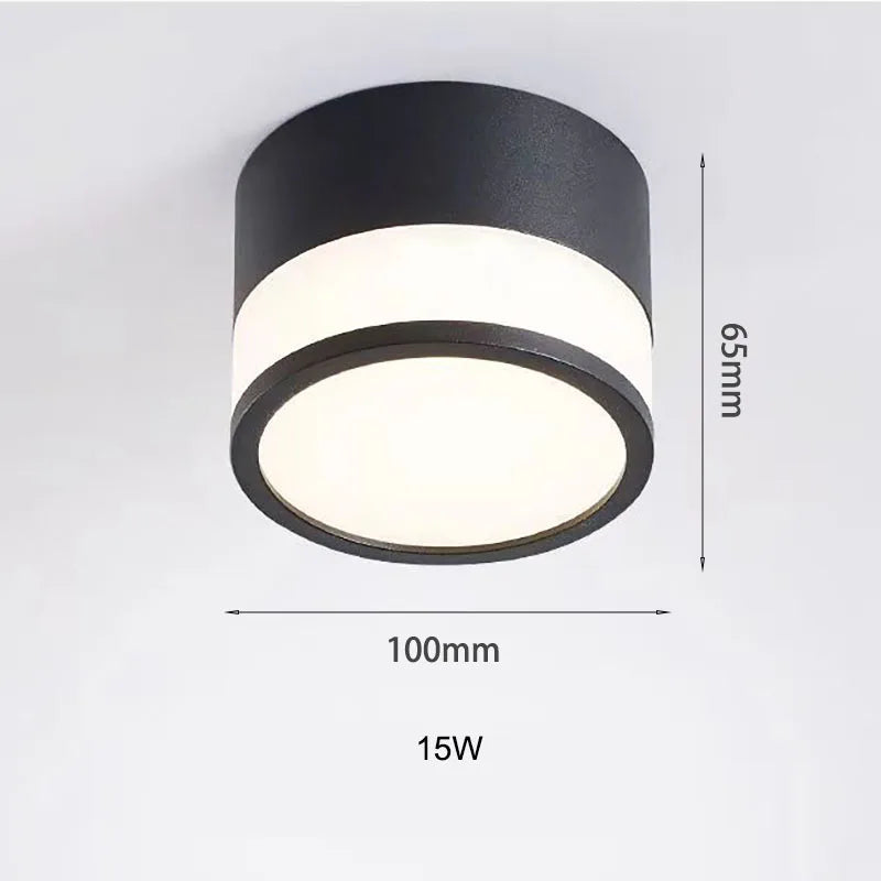 Nordic Surface-Mounted LED Downlight – 9W or 15W Slim Round Ceiling Spotlight, Warm or Cool White for Hallway & Bedroom