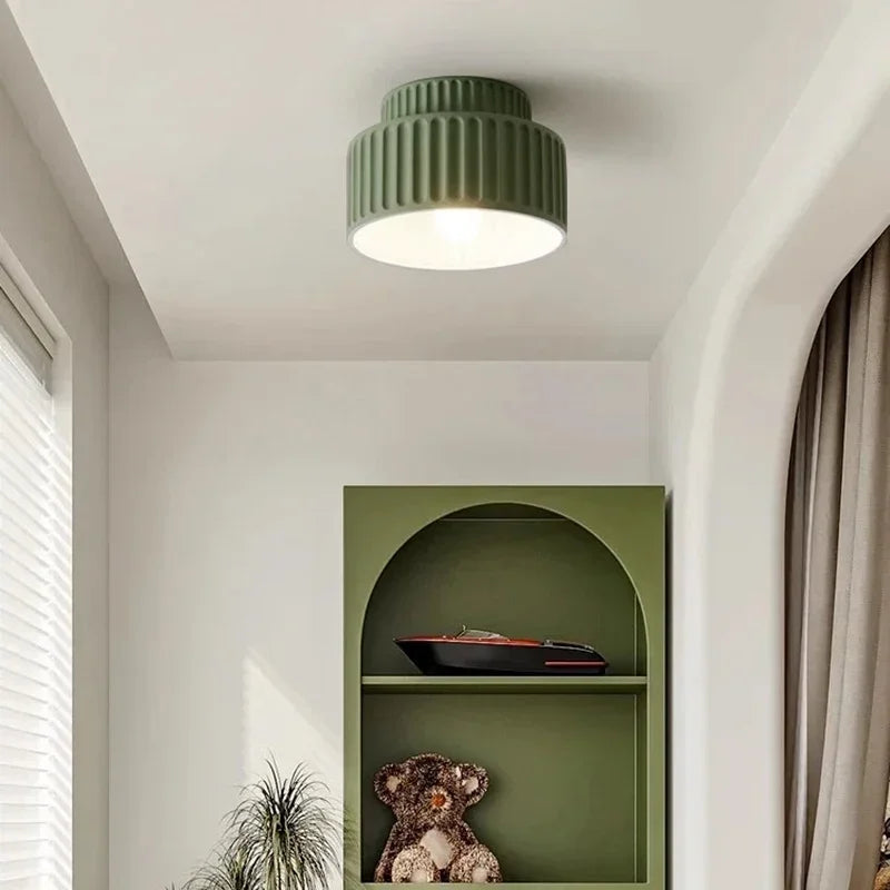 Nordic Ripple Ribbed LED Ceiling Light – Sculptural Flush Mount Fixture with Warm White Glow for Bedroom & Living Room