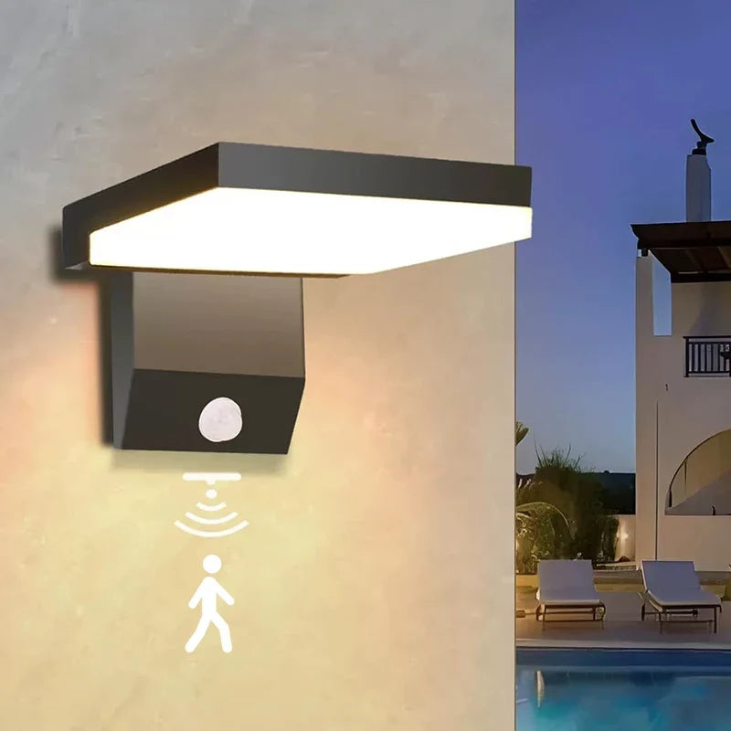 LumiFold Outdoor LED Wall Light – IP65 Waterproof 18W Foldable Security Light with Optional PIR Motion Sensor, Black or White