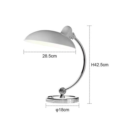 ScandiArc Bauhaus Table Lamp – Modern Curved Chrome Metal Desk Lamp, Sculptural Bedside Reading Light
