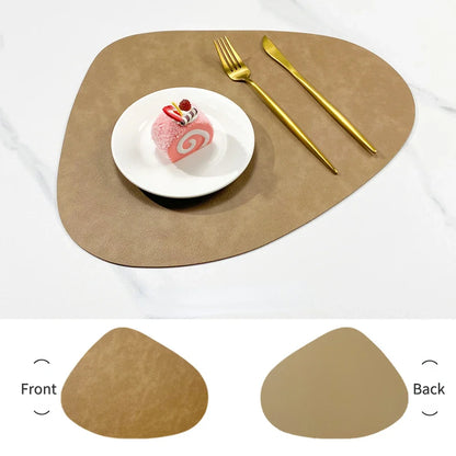 NordicDrop Double-Sided Faux Leather Placemats – Water-Drop Shaped Non-Slip Heat-Resistant Table Mats, Set of 4 or 6