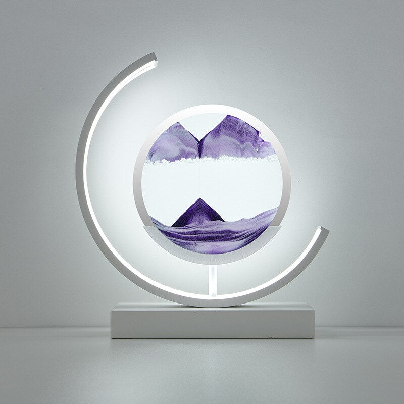 Sandlight Rotating Quicksand Art LED Table Lamp – 3D Moving Sand Picture Night Light, Relaxing Desk Decor