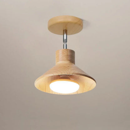 NordicWood Natural Timber Cone Ceiling Lamp – Solid Wood & Metal Scandinavian Ceiling Light, Warm or Cool White