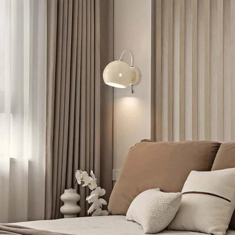 Nordic Adjustable Dome Wall Lamp – Rotatable Space-Saving Bedside Sconce in Grey, White or Black for Reading & Hallway