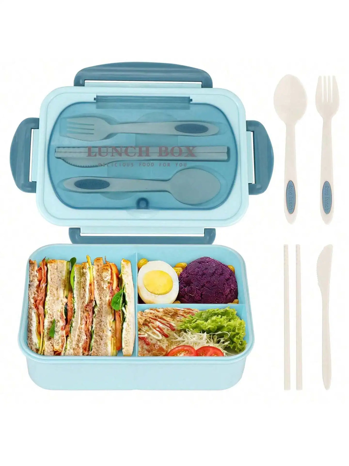 MealMate 1200ml Bento Lunch Box with Utensils – 4-Compartment Leak-Proof Silicone Seal Food Container for Work & School
