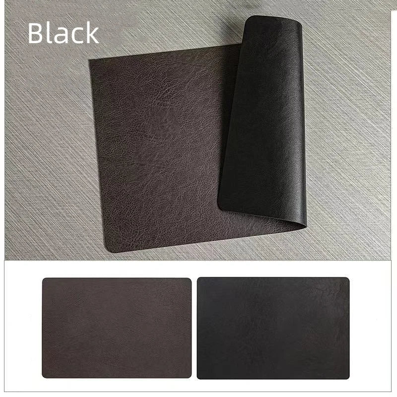 DuoMat Double-Sided Faux Leather Placemats – Heat-Resistant Waterproof PU Leather Table Mats, Set of 4 or 6, 7 Colors