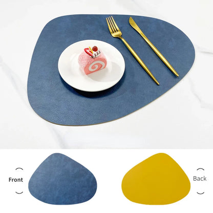 NordicDrop Double-Sided Faux Leather Placemats – Water-Drop Shaped Non-Slip Heat-Resistant Table Mats, Set of 4 or 6