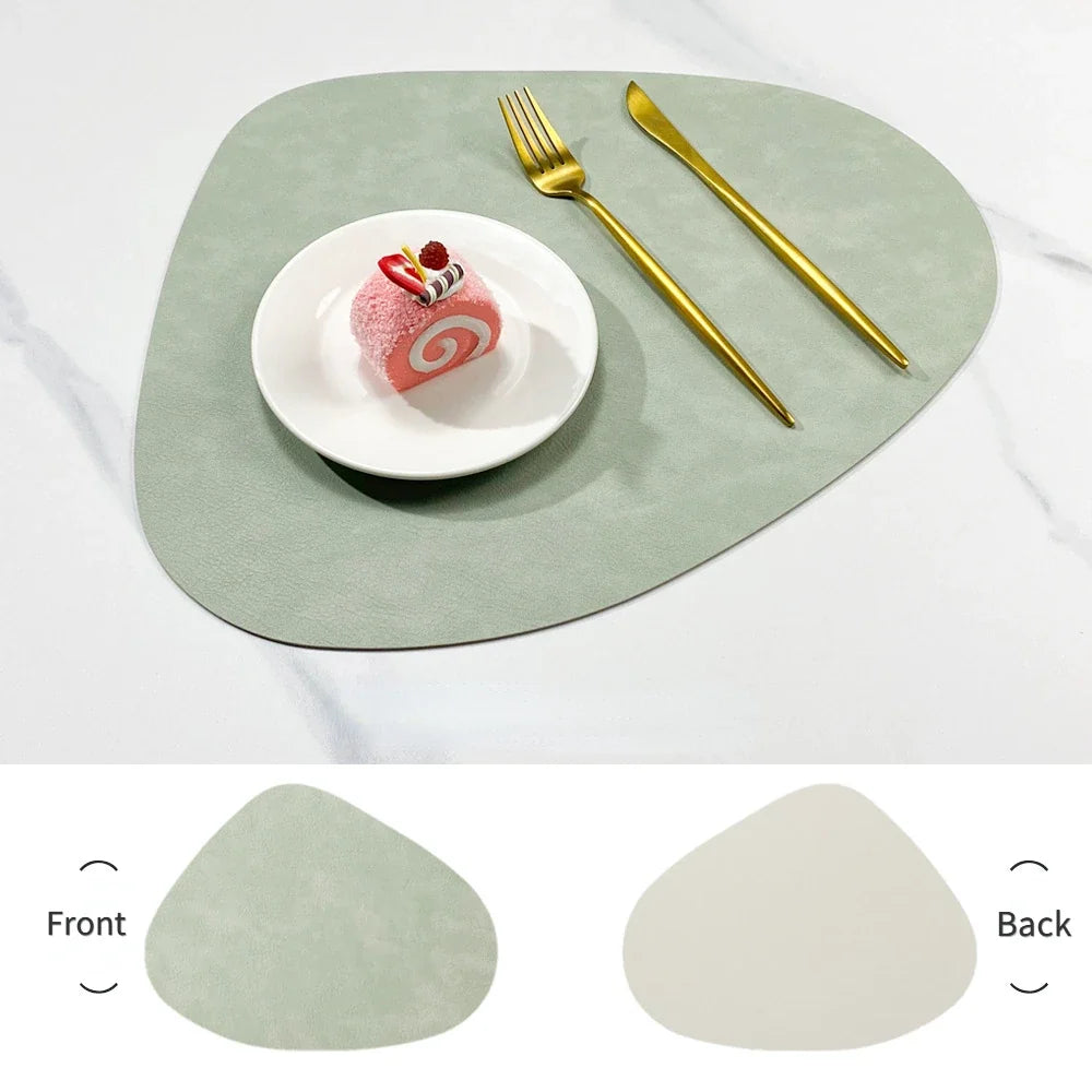 NordicDrop Double-Sided Faux Leather Placemats – Water-Drop Shaped Non-Slip Heat-Resistant Table Mats, Set of 4 or 6