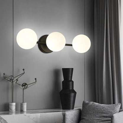 Modern Nordic Triple Globe Glass Wall Light – Frosted Glass Ball Sconce in Gold or Black, Warm or Cool White for Hallway