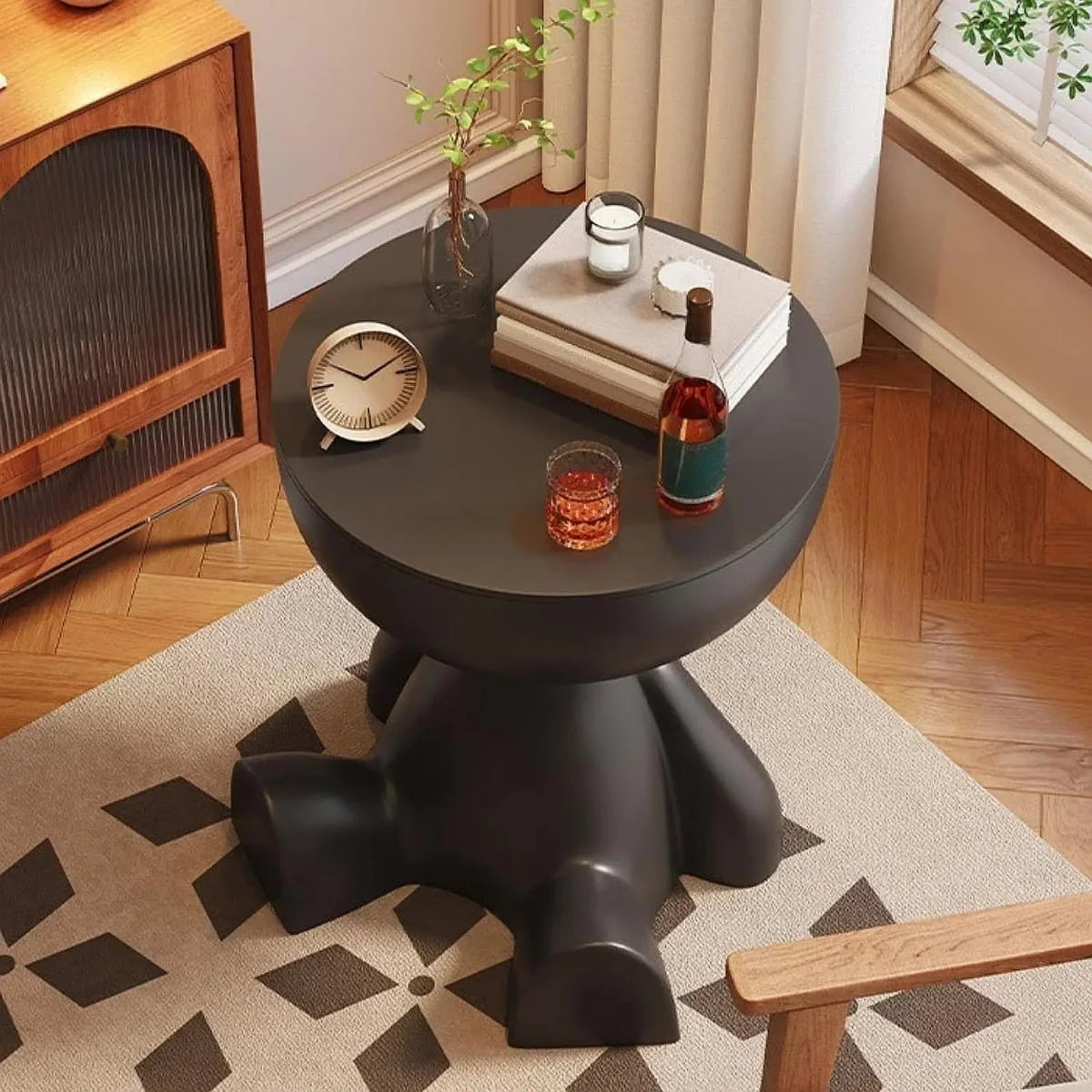 Cartoon Bear Side Table with Hidden Storage – Cute Modern Bear-Shaped End Table for Living Room, Bedroom & Kids Room