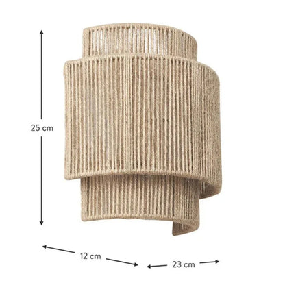 RattanGlow Handwoven Rattan Wall Lamp – Natural Bamboo Boho Wall Sconce with Warm Up & Down Light for Bedroom & Living Room