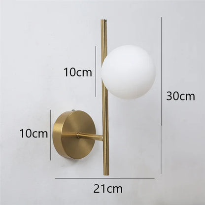 Astra Gold Frosted Glass Globe Wall Light – Modern Single or Double Globe Wall Sconce for Bedroom, Hallway & Bathroom