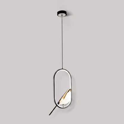 Nordic Magpie LED Pendant Light – Modern Bird Ring Chandelier, 31W Warm or Cool White Hanging Lamp for Dining & Living Room