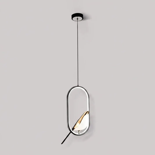 Nordic Magpie LED Pendant Light – Modern Bird Ring Chandelier, 31W Warm or Cool White Hanging Lamp for Dining & Living Room