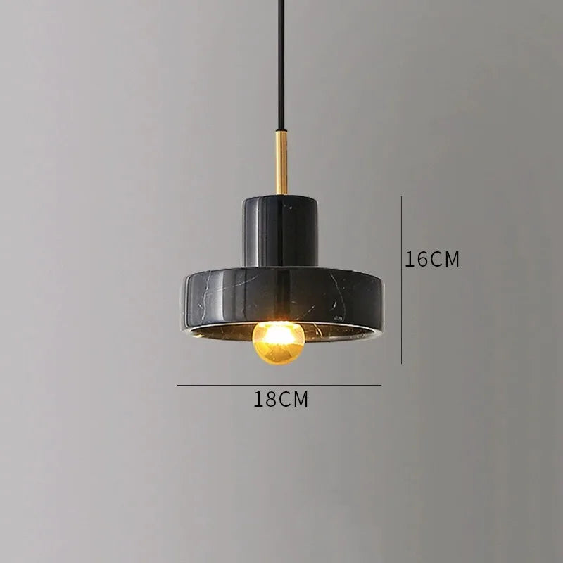 Natural Marble Stone Pendant Lamp – Postmodern Sculptural Hanging Light in Black, Dark Green or White Marble for Dining