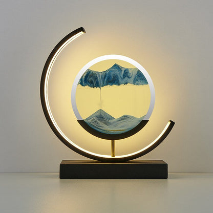 Sandlight Rotating Quicksand Art LED Table Lamp – 3D Moving Sand Picture Night Light, Relaxing Desk Decor