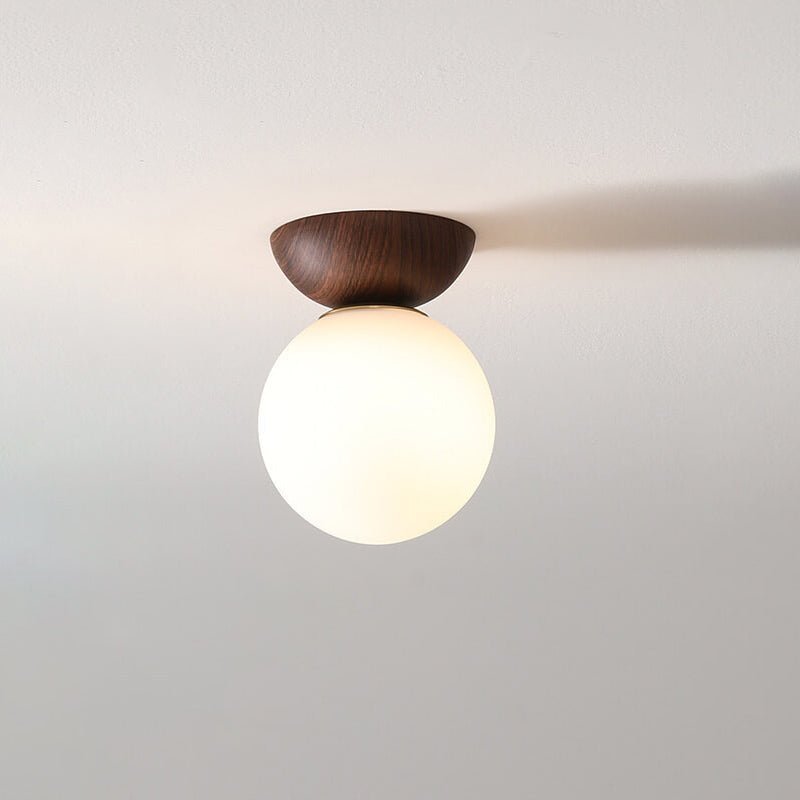Japanese Minimalist Wood & Frosted Glass Ceiling Light – 3-Color Ceiling or Pendant Lamp in Natural Wood or Walnut