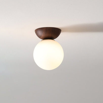 Japanese Minimalist Wood & Frosted Glass Ceiling Light – 3-Color Ceiling or Pendant Lamp in Natural Wood or Walnut