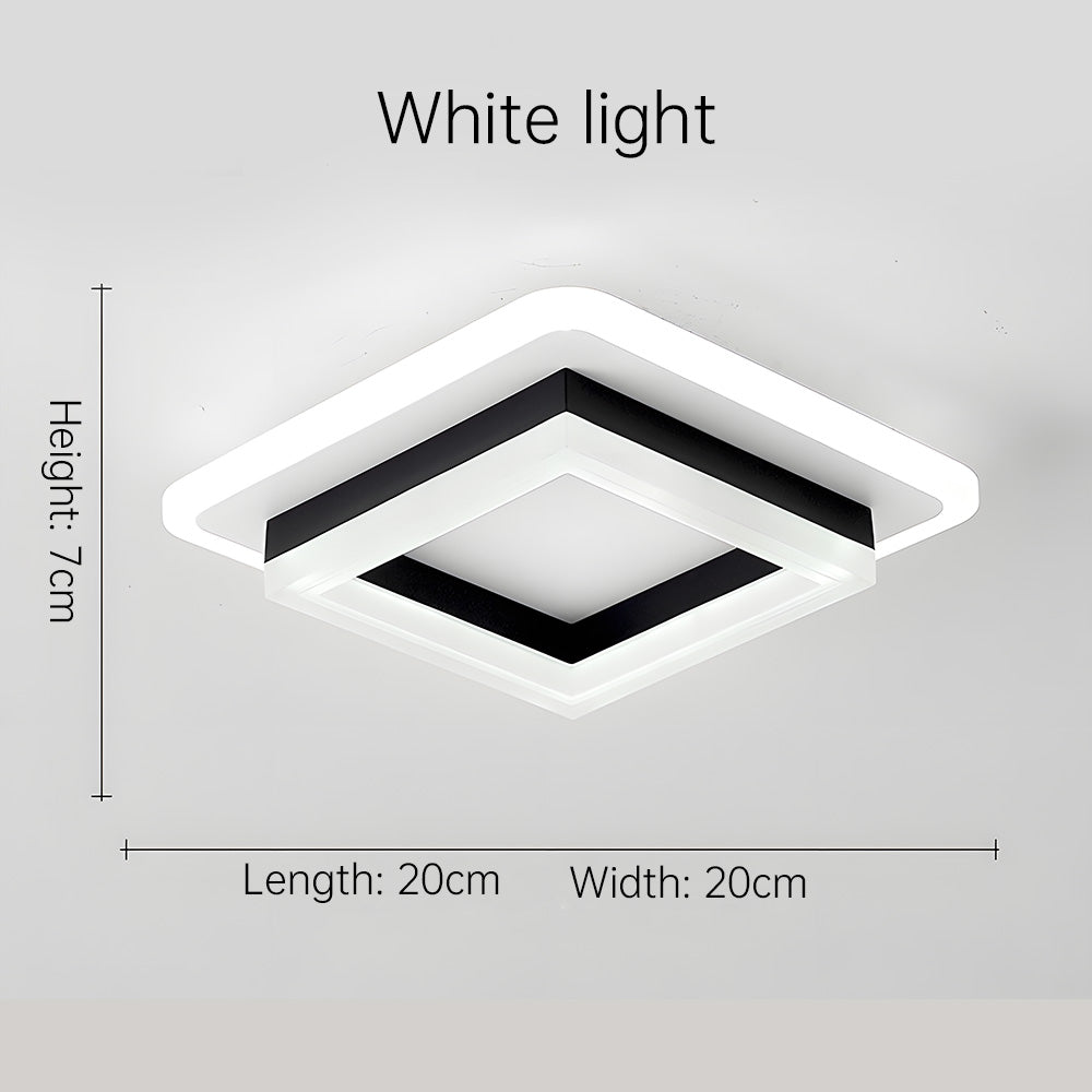 Modern Square LED Ceiling Light – 24W 1920 Lumen Slim Flush Mount Fixture in Black or Gold for Hallway, Bedroom & Kitchen