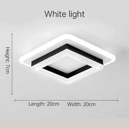 Modern Square LED Ceiling Light – 24W 1920 Lumen Slim Flush Mount Fixture in Black or Gold for Hallway, Bedroom & Kitchen