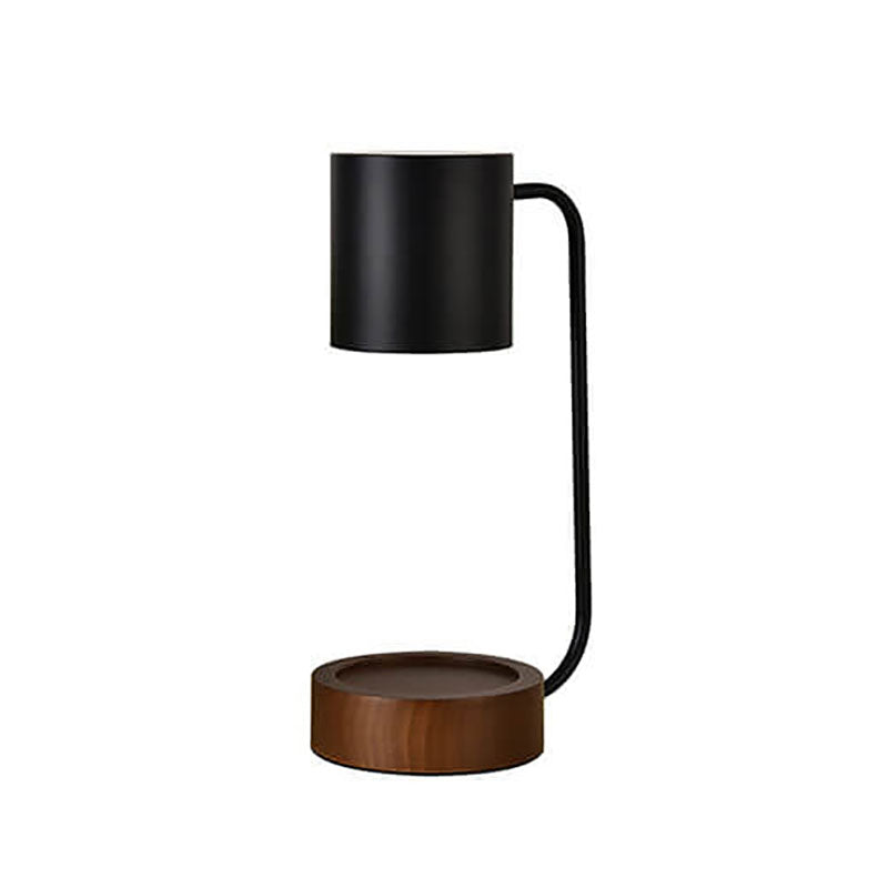 Japanese Minimalist Candle Warmer Lamp – Flameless Dimmable Wax Melter with Timer and Wooden Base, White or Black