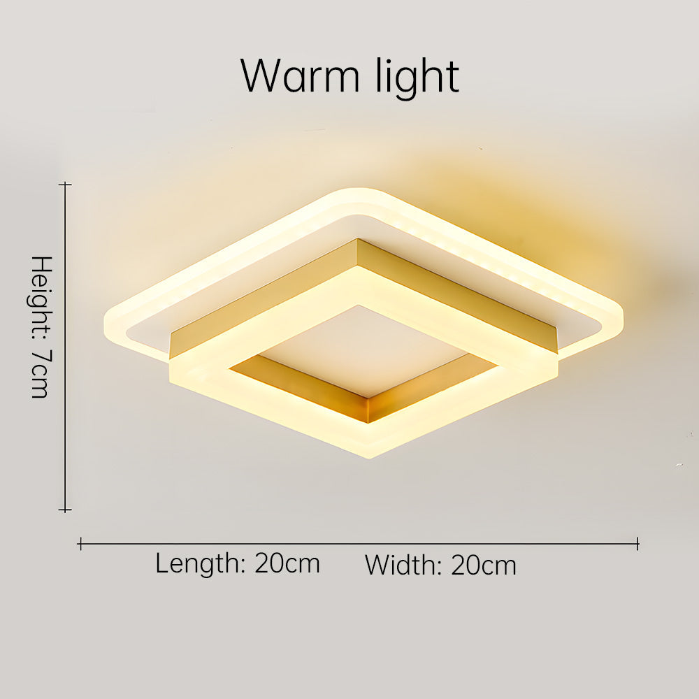 Modern Square LED Ceiling Light – 24W 1920 Lumen Slim Flush Mount Fixture in Black or Gold for Hallway, Bedroom & Kitchen