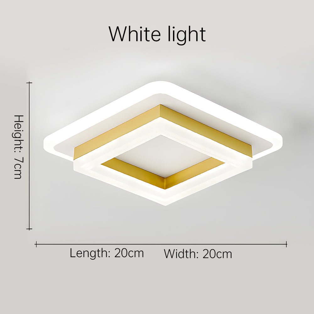 Modern Square LED Ceiling Light – 24W 1920 Lumen Slim Flush Mount Fixture in Black or Gold for Hallway, Bedroom & Kitchen