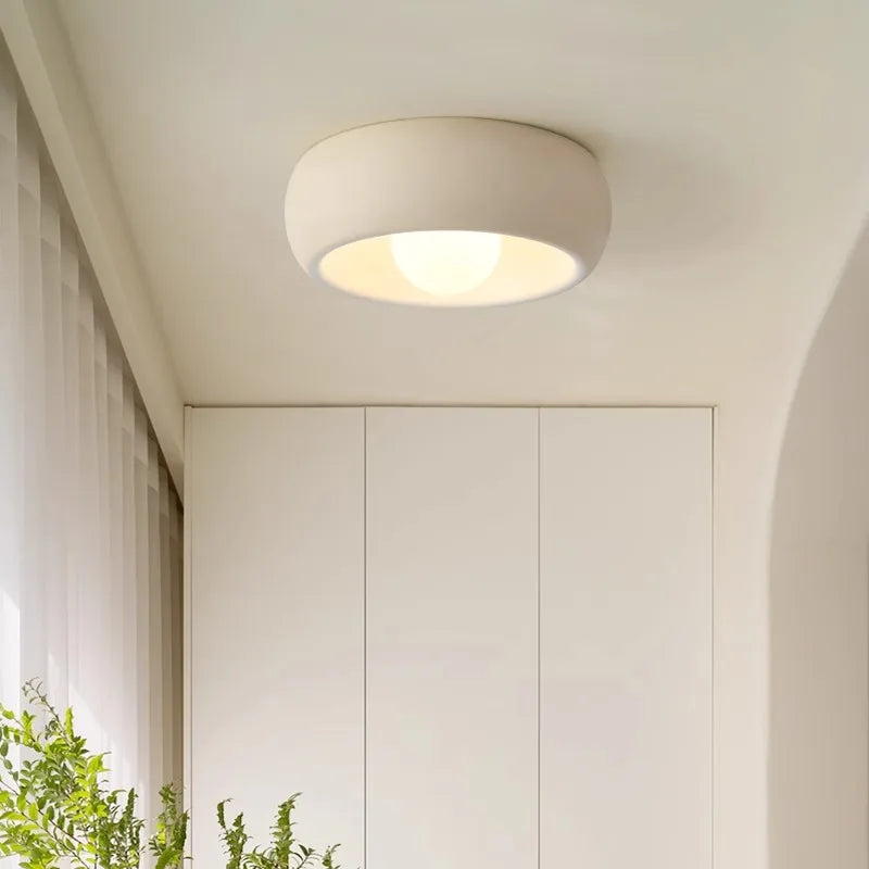 Modern Minimalist Round Flush Mount Ceiling Light – Slim Glare-Free LED Fixture in White or Brown for Hallway & Apartment