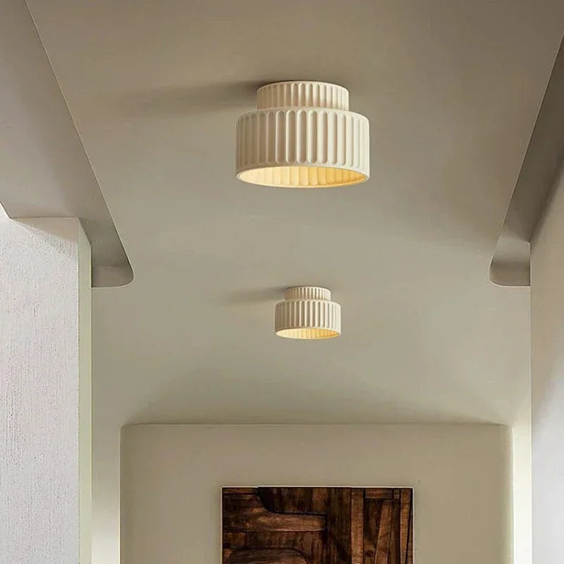 Nordic Ripple Ribbed LED Ceiling Light – Sculptural Flush Mount Fixture with Warm White Glow for Bedroom & Living Room